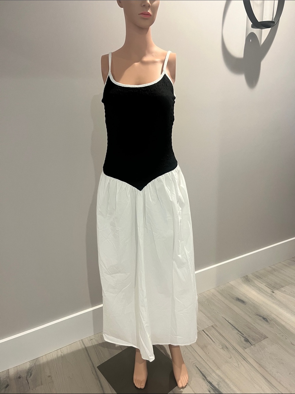 Cupshe Black & White Two-Tone Spaghetti Strap Midi Dress